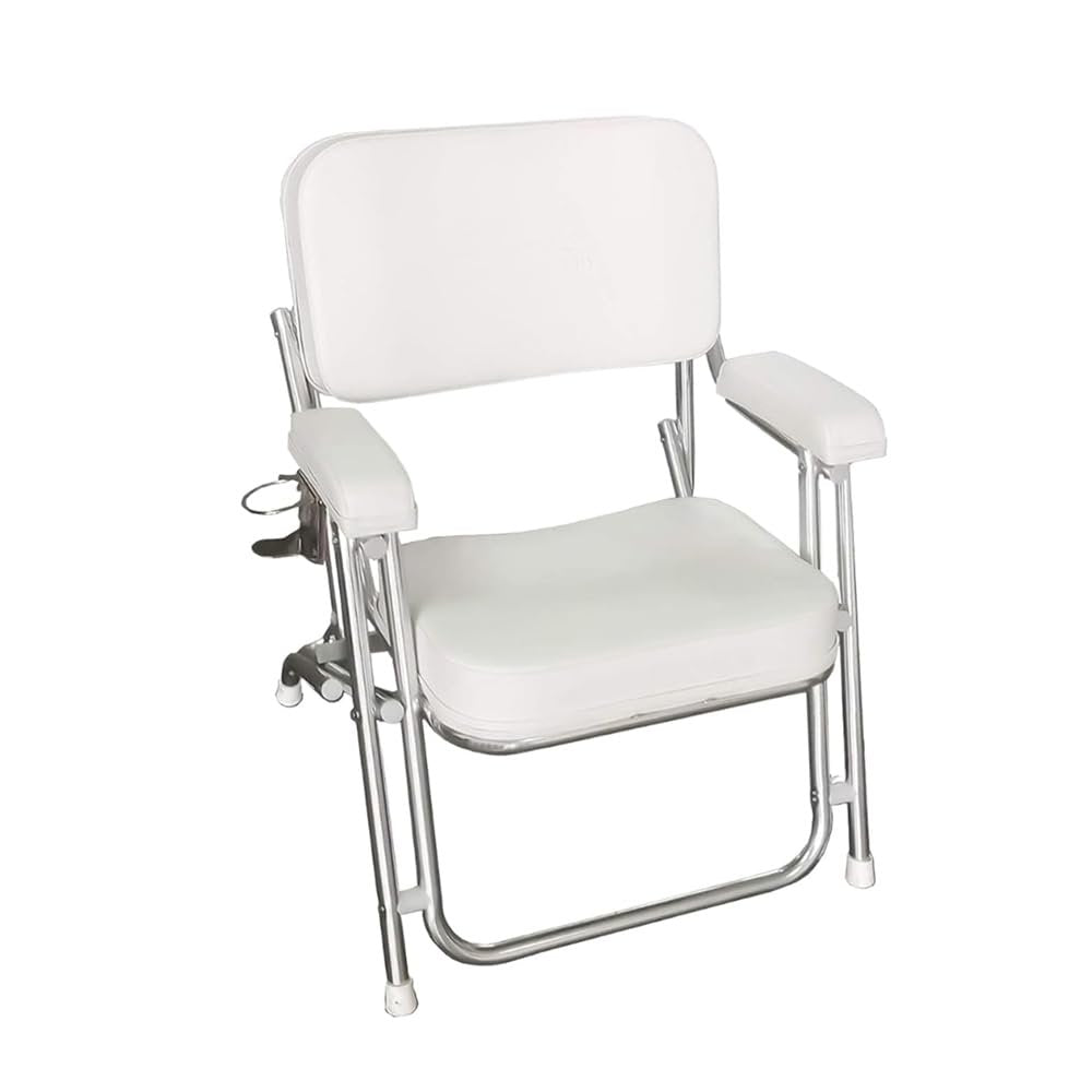 MARINE CITY Aluminum Folding Boat Deck Chair with Cushioned Foam Padding Marine City Hardware