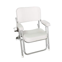 Marine City Silla de playa acolchada y plegable portátil de acero inoxidable para cubierta de barco