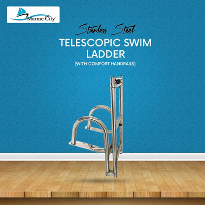 MARINE CITY Escalera telescópica para barco de acero inoxidable, resistente, duradera y resistente, con pasamanos cómodos (1 escalón+4 escalones)