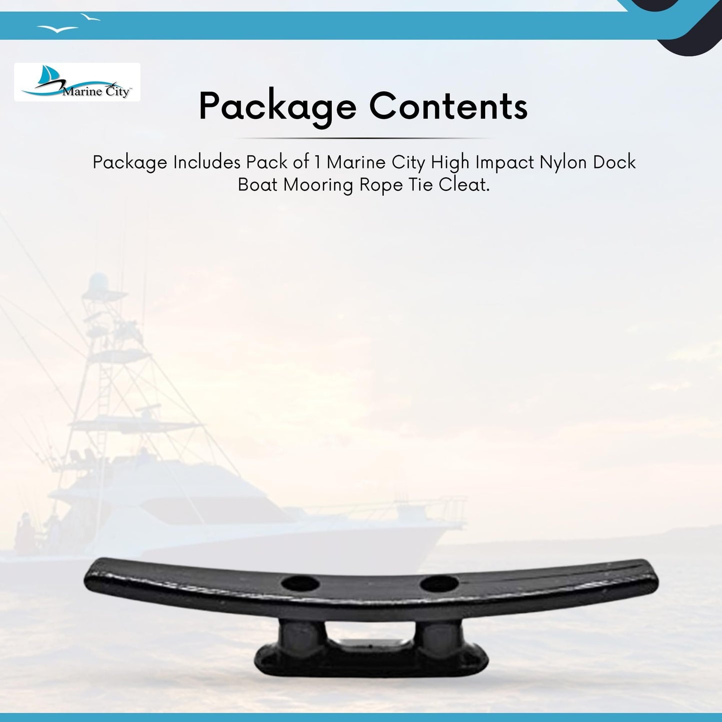 Marine City High Impact Nylon Dock Cleat – 6'' Rust-Proof, Boat Mooring Cleat