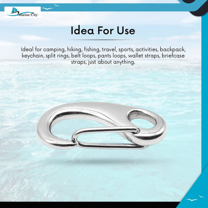 Marine City Egg-Shaped 316 Stainless Steel Spring Snap Hook – 2-1/2” for Keys Marine City