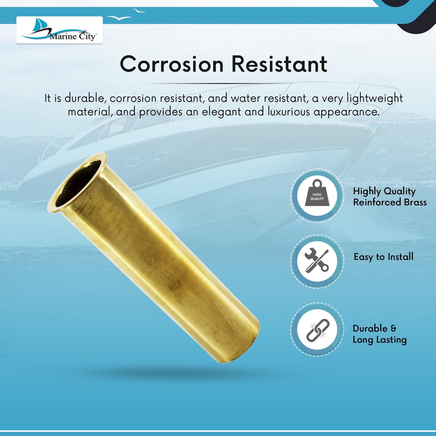 Marine City Brass Drain Tube – Corrosion-Resistant, Functional, 3-7/8” x 1”
