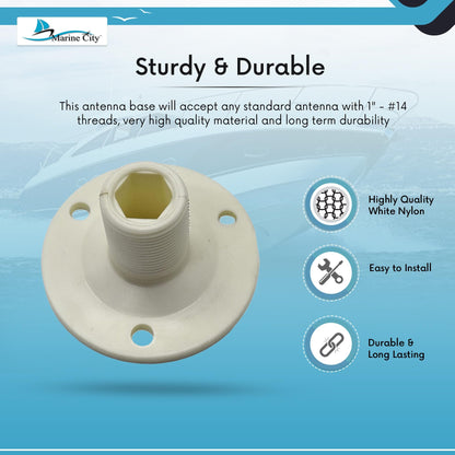 Marine City Thread Fixed Antenna Base Nylon Injection Molded (Pack of 2)