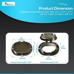 Marine City 316 Stainless Steel Chain Oval Deck Pipe Sturdy Durable in the Salt Water Environment Smooth Gloss Finish Polished Functional Design for RV Marine Boat Yacht