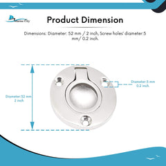MARINE CITY 316 Stainless Steel Round Flush Boat Hatch Lift Ring (Pack of 2)