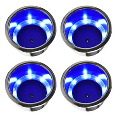 Marine City 8 Blue LED 12V Illuminated Stainless Steel Cup Holder with Drain