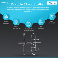 Marine City Marine Soporte de guardabarros doble de acero inoxidable (guardabarros de 7 pulgadas de diámetro)