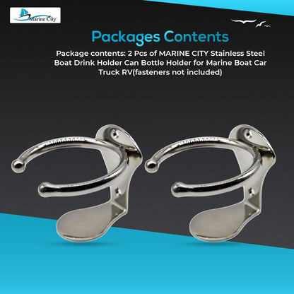 Marine City 304 Stainless Steel Boat Ring Cup Holder, Rust Resistant (Pack of 2)
