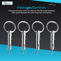 Marine City 316 Stainless Steel Quick Release Pin with Drop Cam & Spring