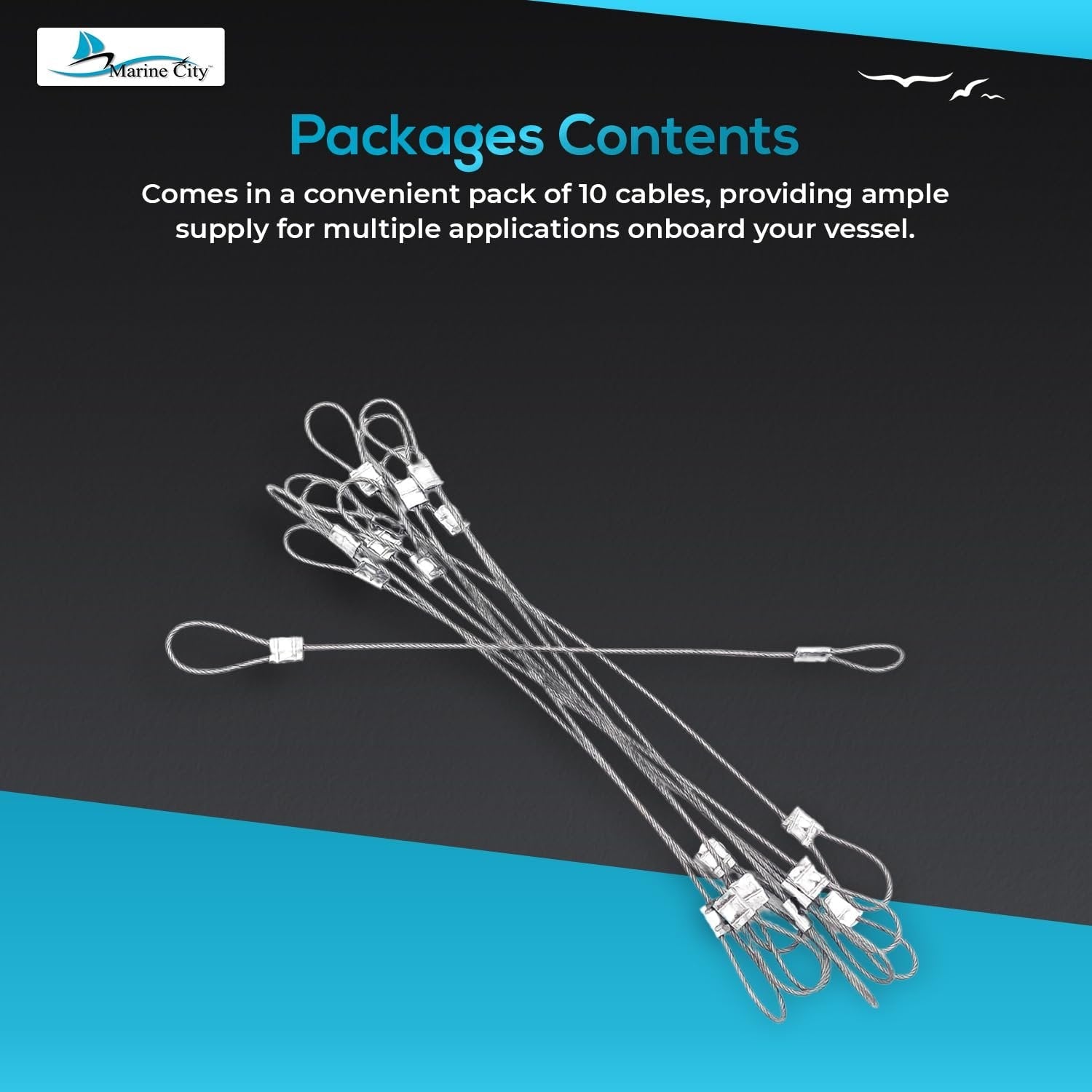 MARINE CITY 316 Stainless Steel Double-Ended Lanyard Cable (10 Pack) MARINE CITY