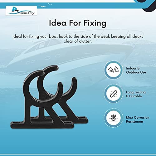 Marine City Black Nylon Boat Ladder Storage Clips – Pole Holders (Pack of 2) Marine City