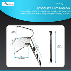 Marine City 304 Stainless Steel 3-Step O/B Swim Platform Telescoping Boat Ladder