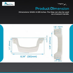 Marine City White Plastic Transom Step Handle – 6-3/8” Width, Glass-Reinforced