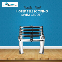 Marine City 4 Step Telescoping Swim Ladder with Rubber Strap 304 Stainless Steel