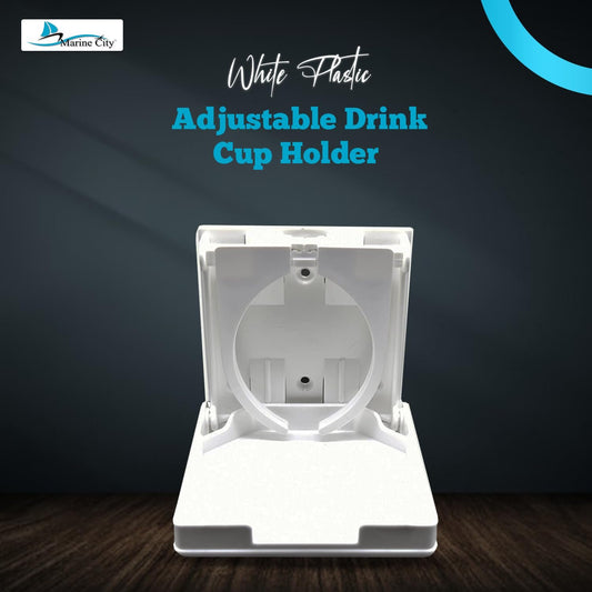 Marine City White Adjustable Folding Cup Holder – ABS Plastic, 2-5/8” to 3-1/2”
