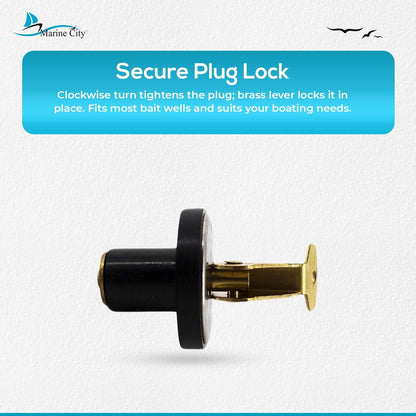 Marine City Brass Snap Lock Baitwell Plugs – 3/4" Drain Plug (Pack of 2) MARINE CITY