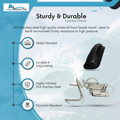 MARINE CITY Quick Release Snap Davits Set – 304 Stainless Steel (Pack of 2)