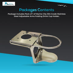 Marine City Adjustable Folding Drink Cup Holder – 304 Stainless Steel