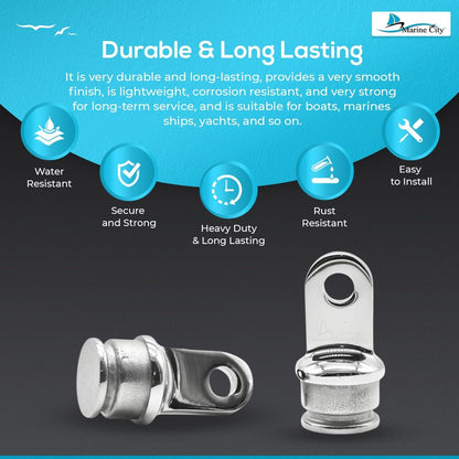 Marine City 316 Stainless Steel Bimini Top Round Inside Eye End Fits 1” Tubes Marine City Hardware
