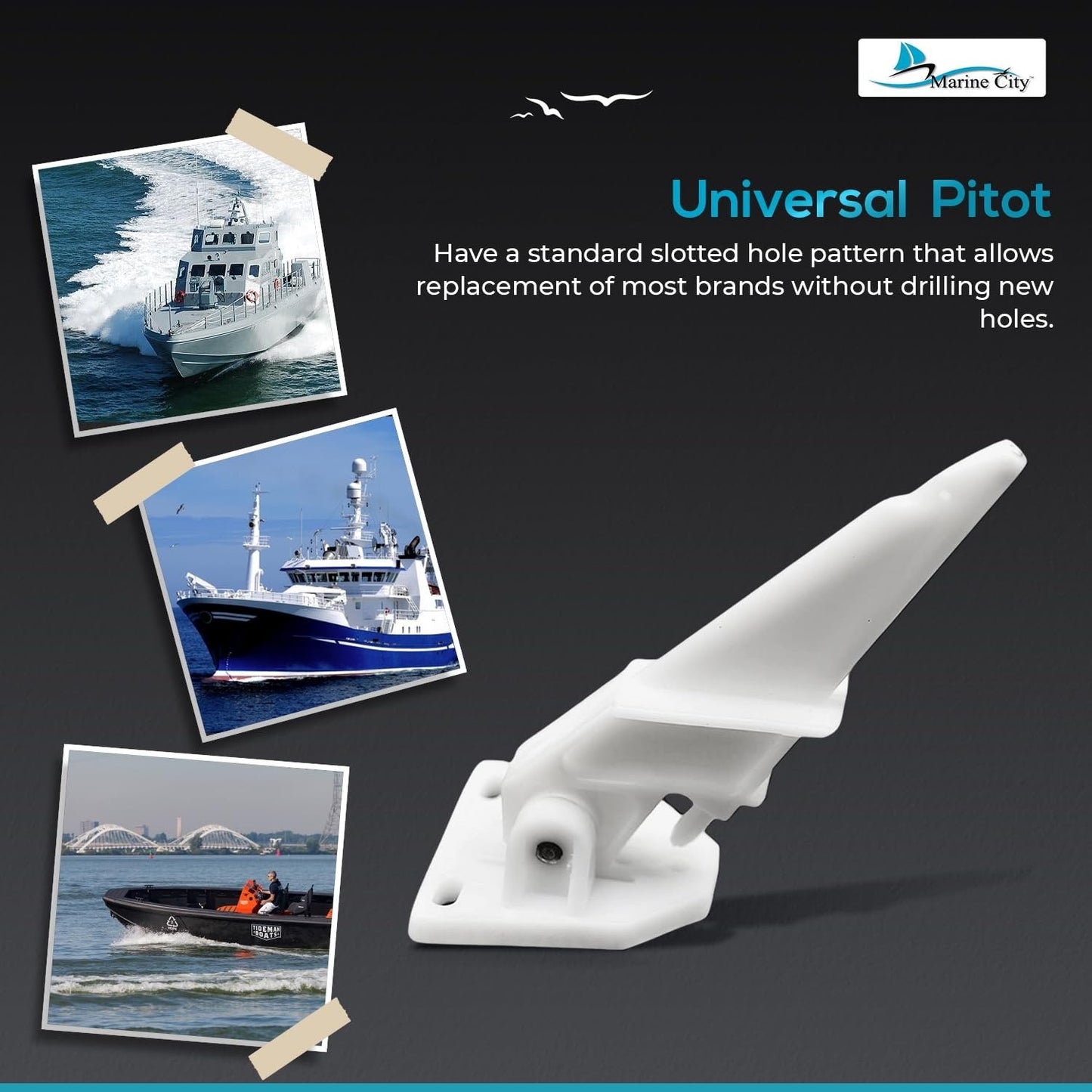 MARINE CITY Universal Boat Speedometer Kick-Up Pitot Tube – 80 MPH Speed Gauge Marine City Hardware