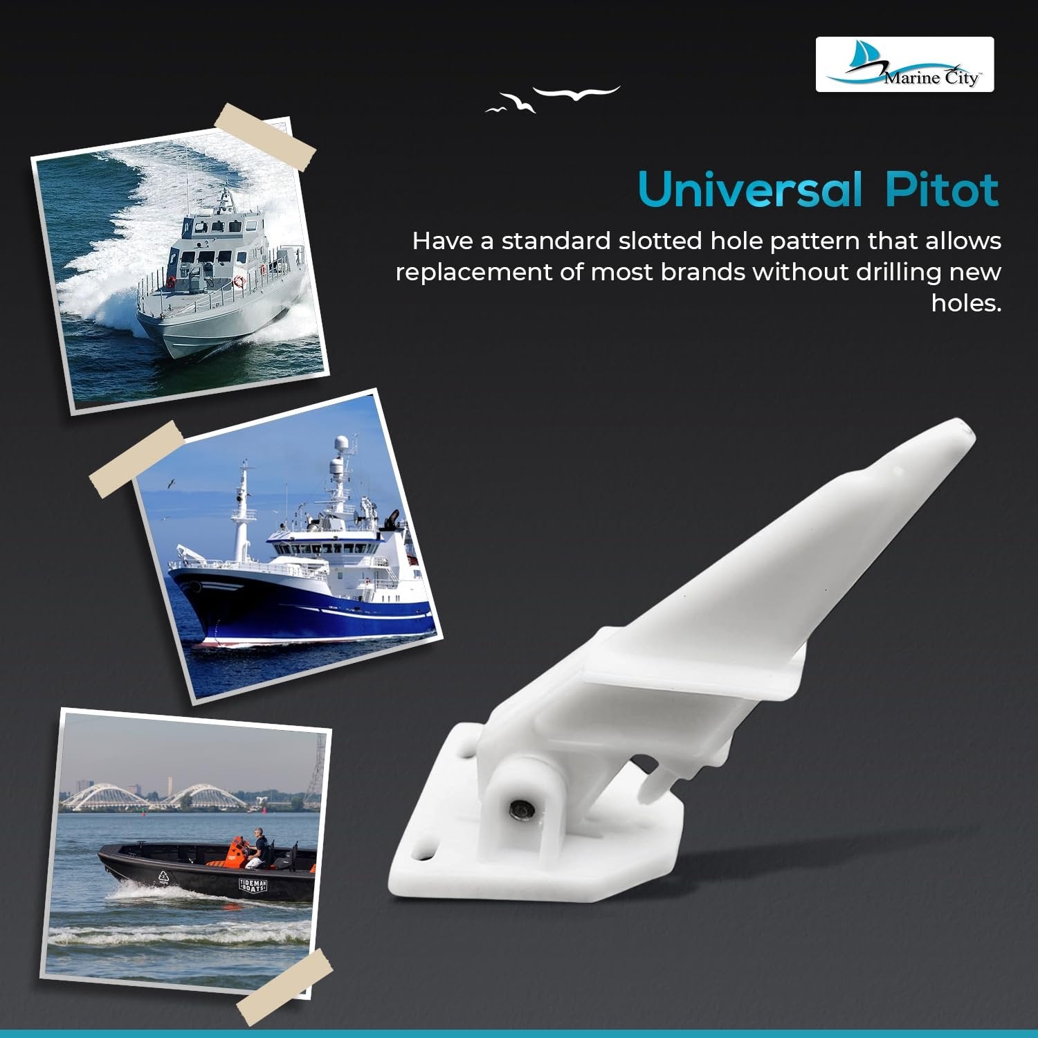 MARINE CITY Universal Boat Speedometer Kick-Up Pitot Tube – 80 MPH Speed Gauge Marine City Hardware
