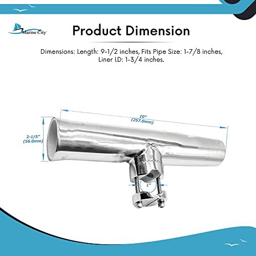Marine City Stainless Steel Adjustable Clamp-On Fishing Rod Holder–Mirror Finish Marine City