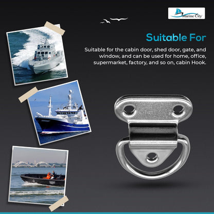 Marine City 2 almohadillas plegables en forma de D de acero inoxidable para barco (2 pulgadas x 2-1/4 pulgadas)