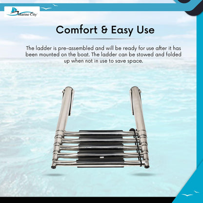 Marine City 5-Step Telescoping Swim Ladder, 304 Stainless Steel, 400 lb Capacity
