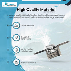 Marine City Small Hidden Hinges – 304 Stainless Steel, 2.125” (Pack of 2)