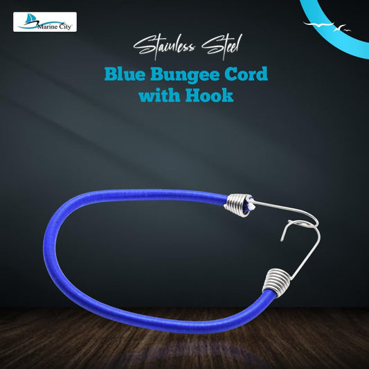 Marine City Blue Bungee Cord with Stainless Steel Hooks – 32 Inches (Pack of 4) MARINE CITY