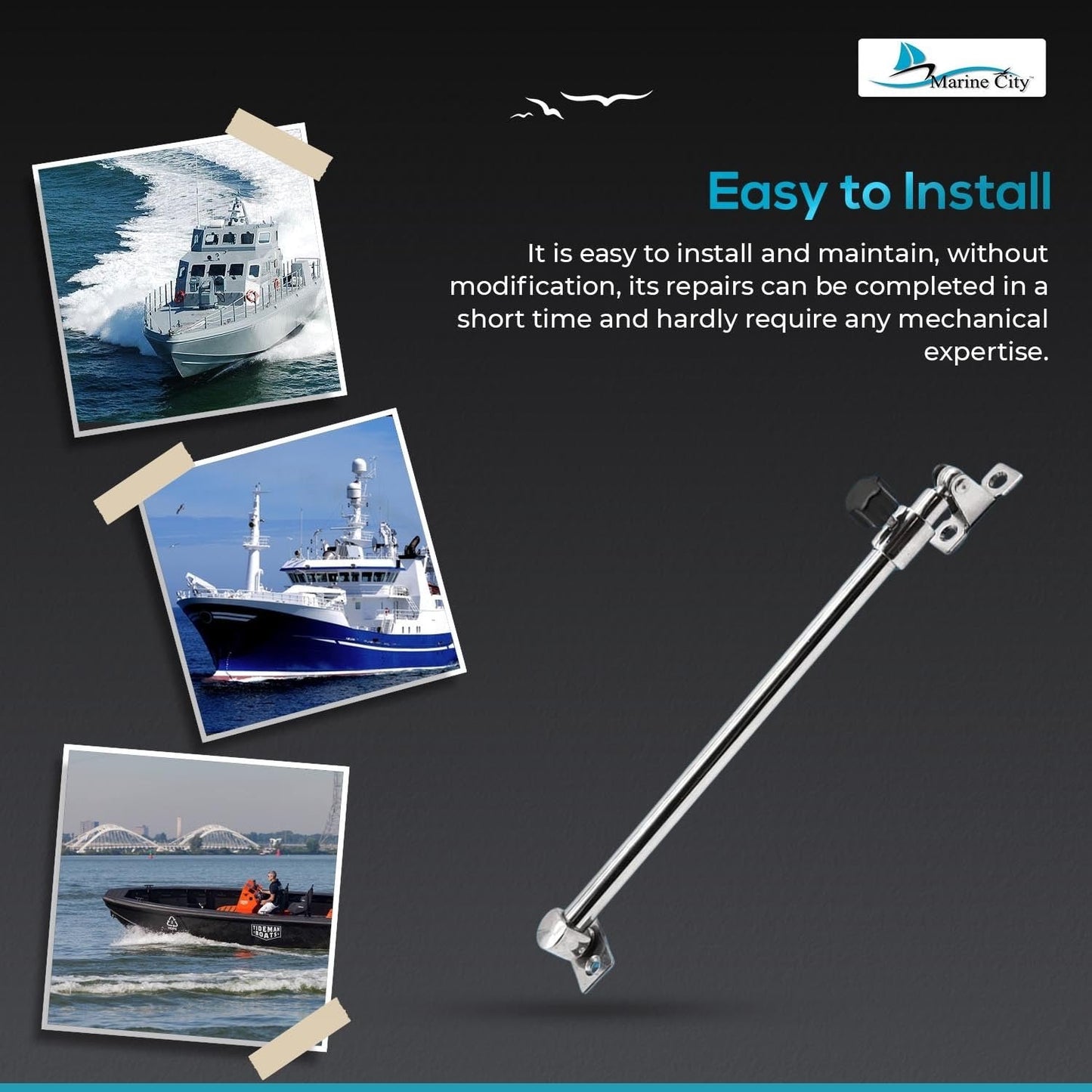 Marine City Stainless-Steel Telescoping Hatch Window Adjuster 13 Inch–23.5 Inch Marine City