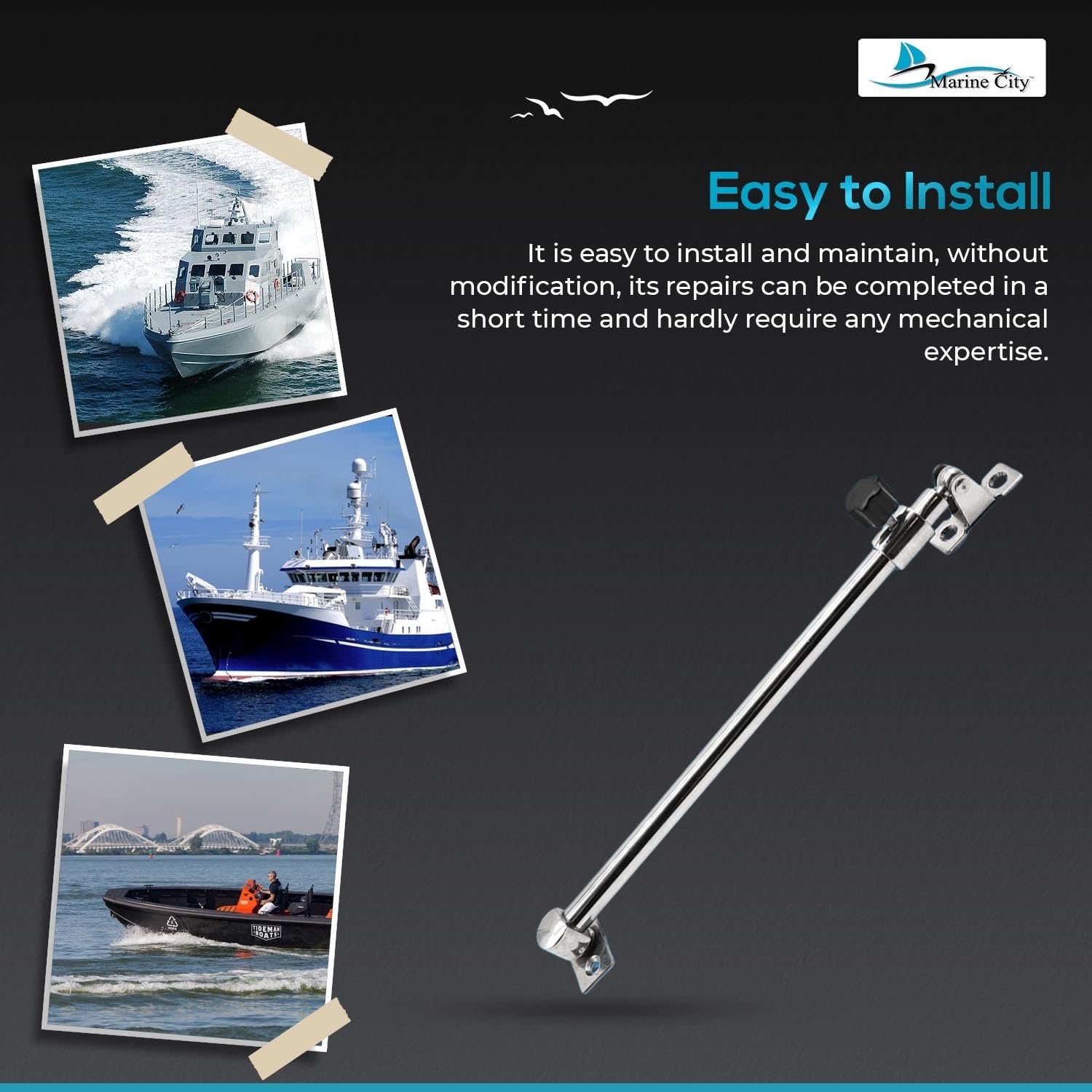 Marine City Stainless-Steel Telescoping Hatch Window Adjuster 13 Inch–23.5 Inch Marine City