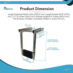 Marine City Stainless Steel 4-Step Under Platform Telescoping Boat Ladder