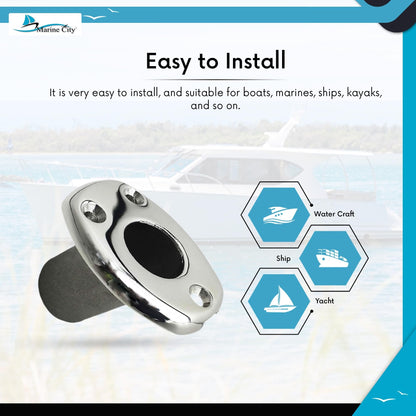 MARINE CITY Deck Flush Base Flag Socket – 316 Stainless Steel, Fits 20 mm Poles Marine City