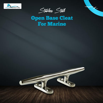 Marine City 316 Stainless Steel Open Base Cleat – 8" Deck Mooring Rope Tie Cleat MARINE CITY