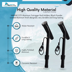 Marine City Fishing Rod Holder Outrigger Plug-in Rod Pod – Aluminum (Pack of 2)