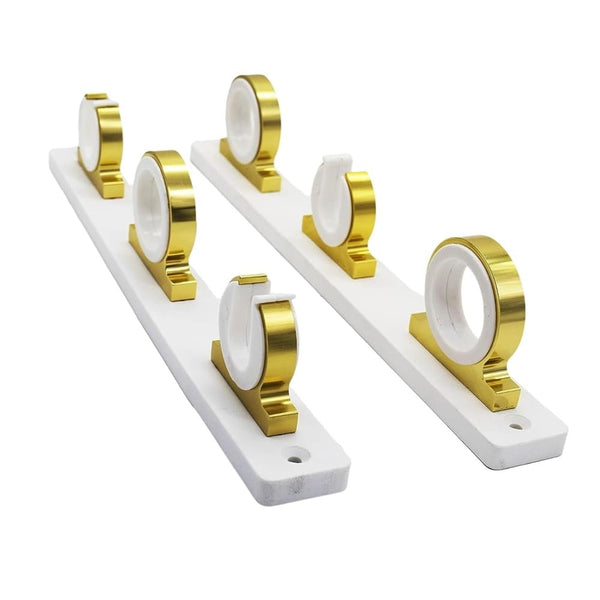 MARINE CITY 3-Rod Reel White Poly Board Aluminum Bright Gold Anodizing Fishing Rod Storage Hanger Rack for Boat,Van,Car