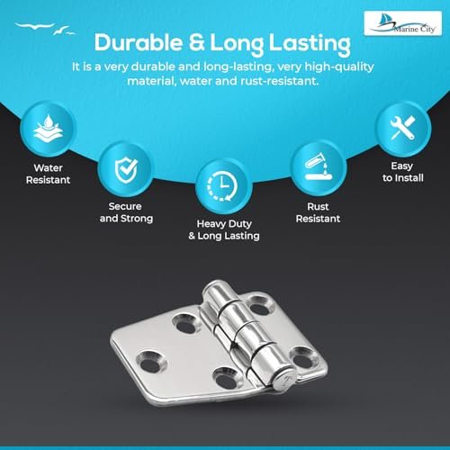 Marine City Stainless Steel Short Sided Strap Hinges  (2.2” × 1.5”) (2 Pcs)