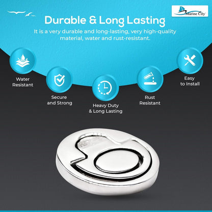 Marine City 316 Stainless Steel Round Spring-Loaded Flush Lifting Ring (2 Pcs) Marine City Hardware