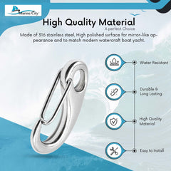 Marine City 316 Stainless-Steel Egg-Shaped Spring Snap Hook 2 Inches