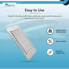 Marine City Ventilación con rejilla estampada rectangular de acero inoxidable de 5 pulgadas × 9 pulgadas
