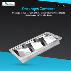 Marine City Stainless Steel 3-Slot Louvered Vent – Mirror Finish, 8-1/4” Length