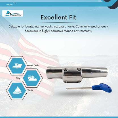 Marine City 304 Stainless Steel Clamp-On Adjustable Fishing Rod Holder