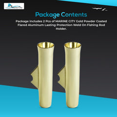 Marine City Gold Powder Coated Aluminum Flared Weld-On Fishing Rod Holder