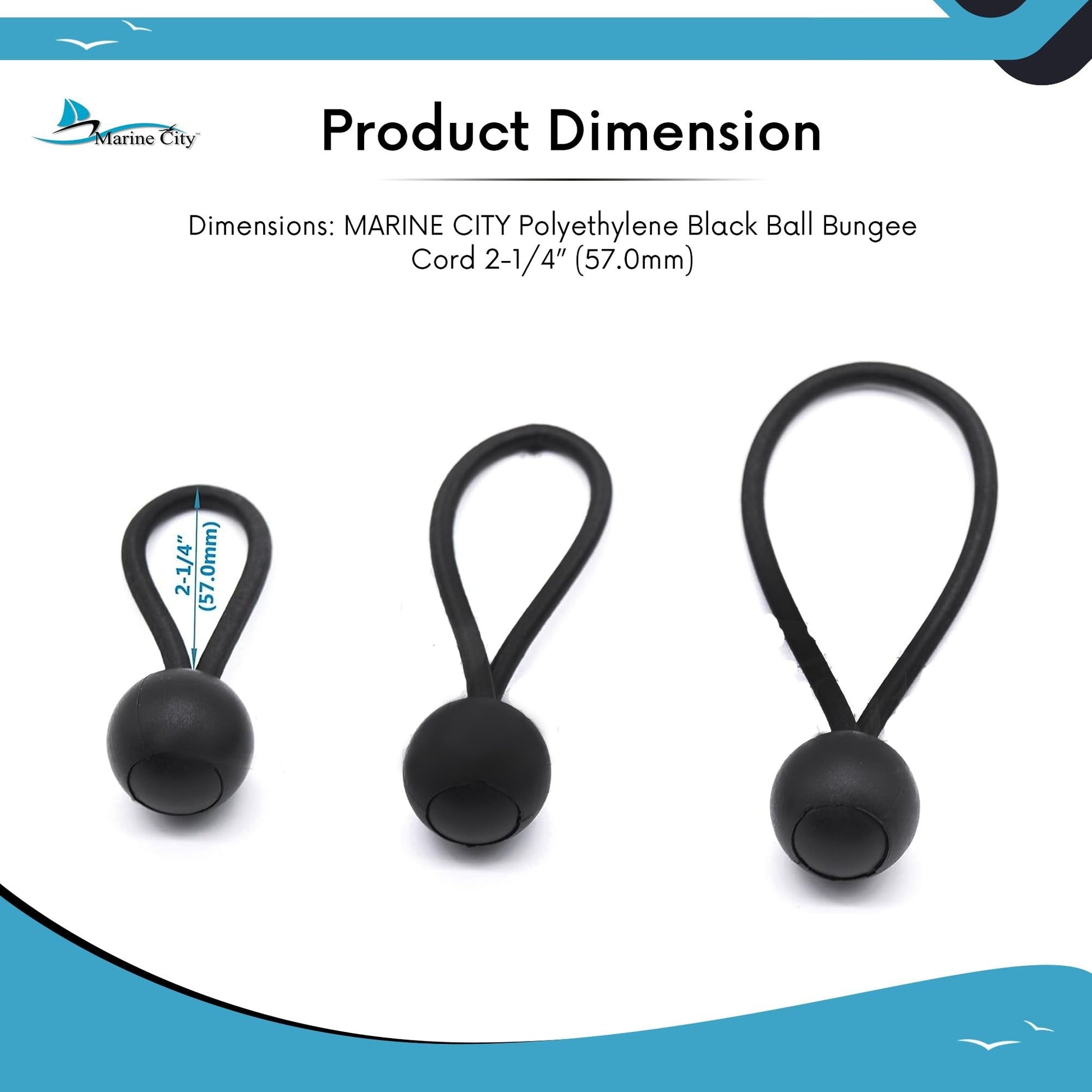 Marine City Polyethylene Black Ball Bungee Cord for 2-Step Telescoping Ladder Marine City Hardware