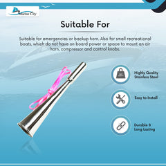 Marine City 304 Stainless Steel Manual Handheld Air Horn – Loud Fog Horn Signal