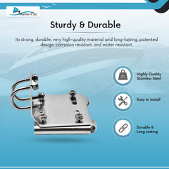 Marine City Stainless Steel Rail Mount Anchor Bracket – Fits 7/8”–1” Rails