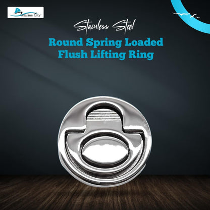 Marine City 316 Stainless Steel Round Spring-Loaded Flush Lifting Ring – 2 Inch Marine City Hardware