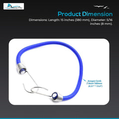 Cuerda elástica azul Marine City con gancho de acero inoxidable, 15 pulgadas para barco