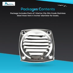 Marine City 304 Stainless Steel Hose Vent, 3” Diameter, Polished Louvered Design